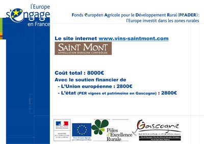 Panneau information sur le co-fianncement public de ce site internet